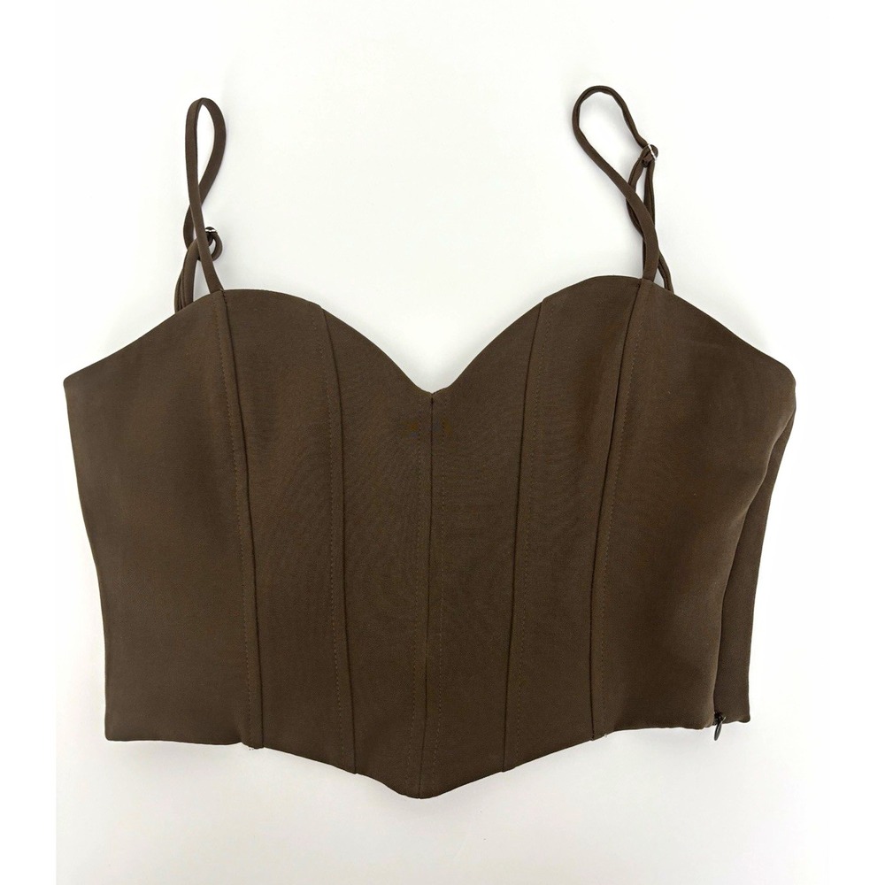 ZARA Women's olive green Bustier Corset Top XS feminine festival baddie